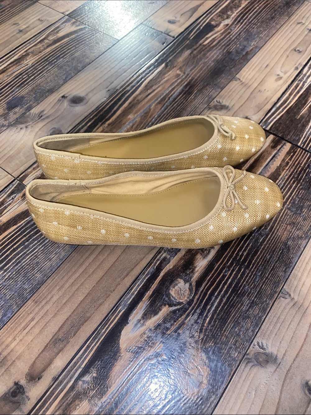 J. Crew Beige Polka Dot Ballet Flats Loafers